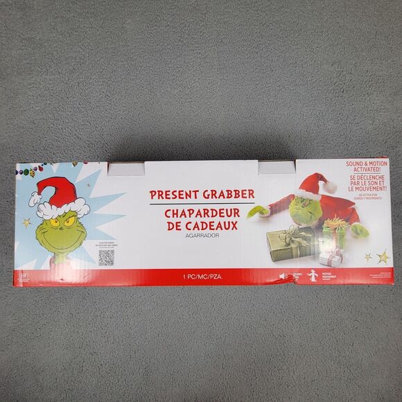 Grinch Santa Christmas Decoration Indoor 1.6ft Animatronic Present Grabber - Picture 2 of 7